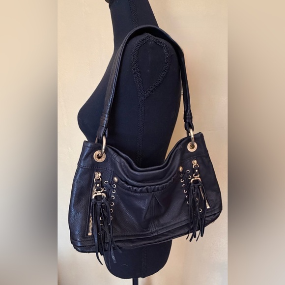 B. Makowsky leather hobo shoulder bag with gold hardware and lace-up - Picture 11 of 11